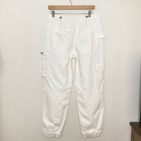 AllSaints Florence Cargo Jogger Pants Organic Twill Cotton Chalk White 8 - Picture 5 of 16